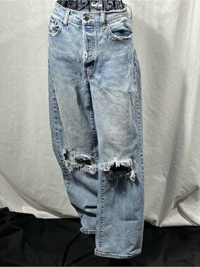 Cello Light Blue Distressed Wide-Leg Jeans